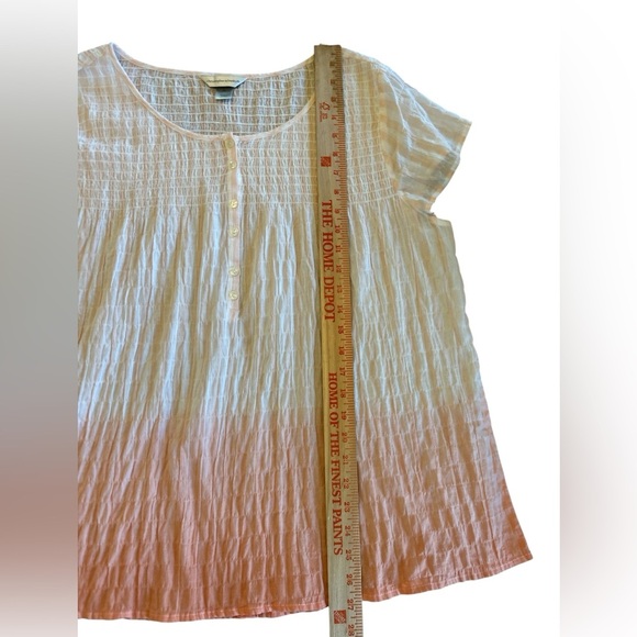 Christopher & Banks Women’s Blouse XL Ombré Peach/White Stripe Gauzy Cap Sleeve. - Picture 10 of 11